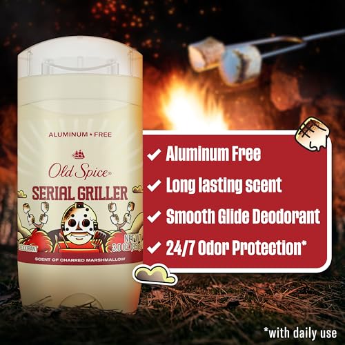 Image of Old Spice Aluminum Free Deodorant for Men, Summerdudes, 24 /7 Odor Protection w /Daily Use, 24 /7 Sunny Freshness & Long Lasting Scent, Smooth Glide, Serial Griller with Charred Marshmallow Scent, 3.0 oz