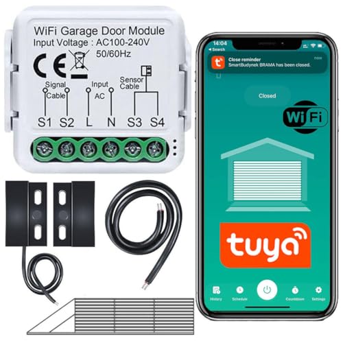 Sone Smart One Ouvre Porte de Garage Connecté WiFi 2.4GHz – Module WiFi Portail Électrique avec Capteur d’Ouverture 480cm – Tuya Smart Life, Alexa,...