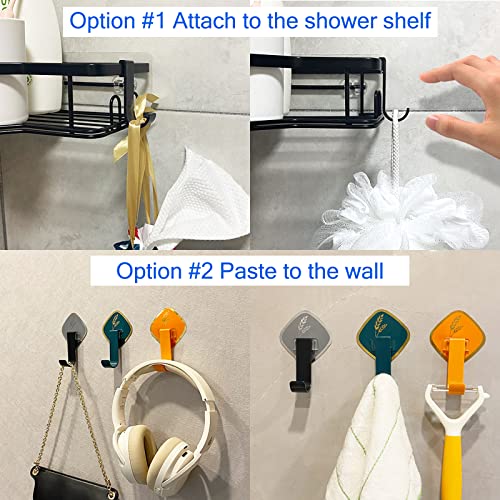 Image of Shower Caddy Hooks, Razor Hanger for Shelf and Loofah (Black - 6 Packs)