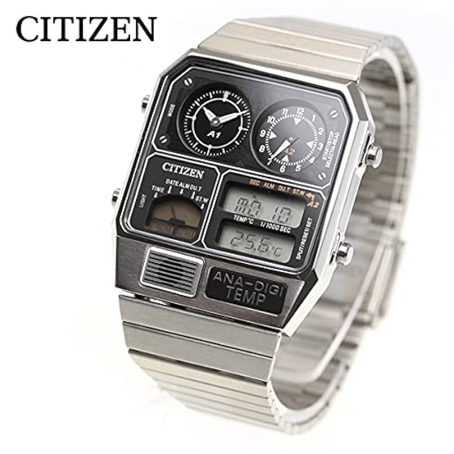 7A024 動作品 電池新品 CITIZEN ANA DIGI TEMP 腕時計 Citizen Record Label Analog Digital Watch Chronograph Analog