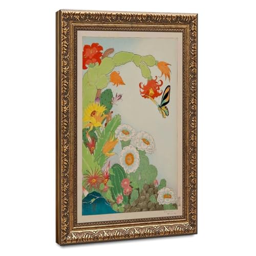 Toile de cactus Paul Jacoulet cadre suspendu 40x61 cm