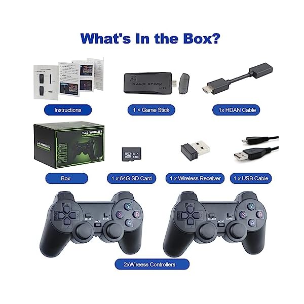 Wireless-Retro-Game-Console-Retro-Game-Stick-Nostalgia-Stick-Game-10000-Games-9-Emulators-Built-in-Plug-and-Play-Video-Games-for-Tv-4K-HDMI-24g-Wireless-Controllers-64G Wireless-Retro-Game-Console-Retro-Game-Stick-Nostalgia-Stick-Game-10000-Games-9-Emulators-Built-in-Plug-and-Play-Video-Games-for-Tv-4K-HDMI-24g-Wireless-Controllers-64G