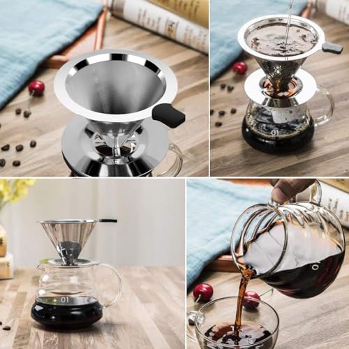 Vicloon Stainless Steel Pour Over Coffee Maker - Reusable Paperless Drip Coffee Filter for Single Cup Brew - Image 3
