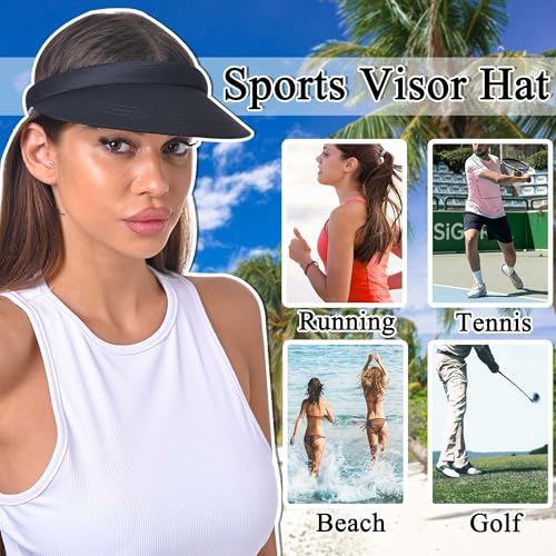 Image of Sun Visor Hats Women Wide Brim Adjustable Clip On Visors Beach Men Hat