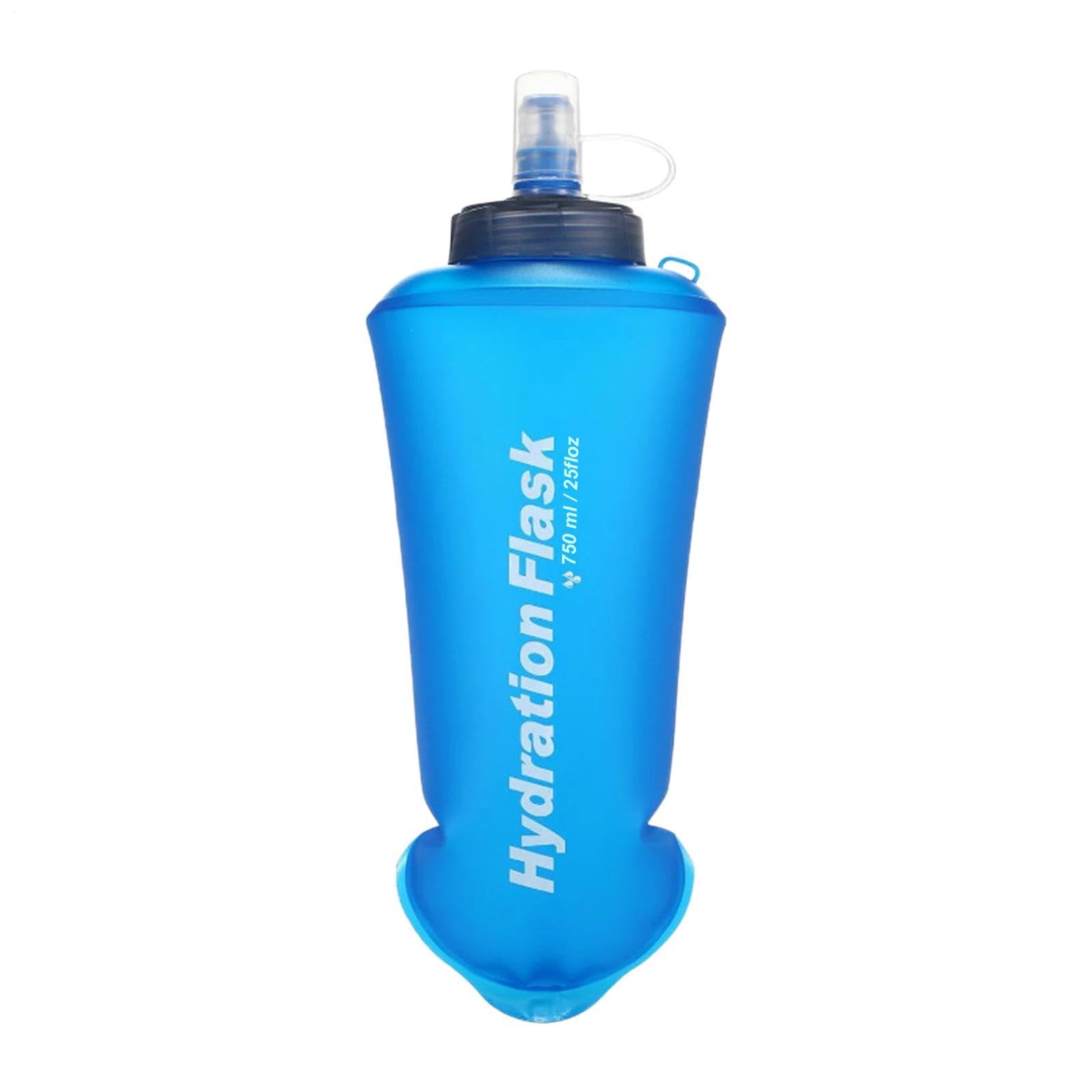Hiking Water Bottle - 750ml Leak Proof Soft Flask, Flexible TPU Running Hydration Pack, BPA Free Reusable Sports Vest Bag, Tough Synthetic Accessory Case Body | for Cycling Climbing Travel
