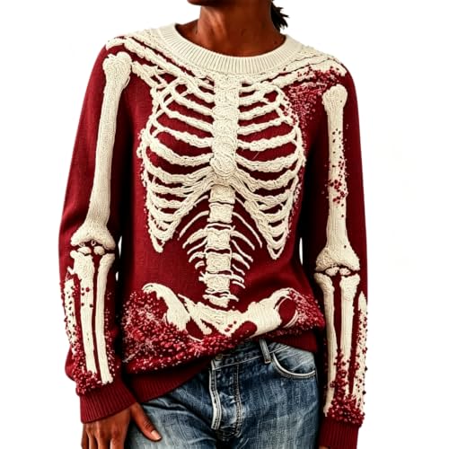 Halloween Sweaters for Women Skeleton Skull Sweater Cozy Fall Sweaters - image 1