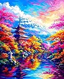 Pintar por Numeros Adultos Japn Pintura por Numeros Paisaje, Kit de Pintura al óleo de Lienzo DIY para con Pinceles, Pigmento Acrílico, Manualidades Adultos para Decoracion Hogar, Regalo 40x50cm K-42