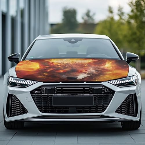 Image of Gold Wolf Car Hood Cover Sunshade Windshield Hood All Season Protection Outdoor Foldable Protective Cover, Universal for Cars