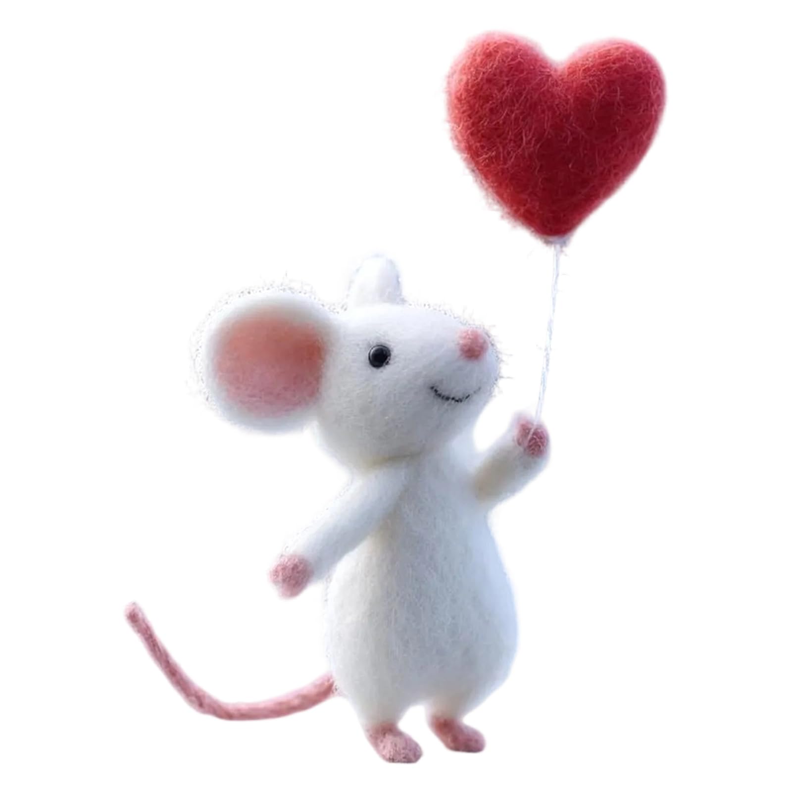 Introti Needle Felted Mouse Handmade Felt Mice Figurines Valentines Day Gift Animal Decoration Felt Mouse Ornaments for Tiered Tray Tabletop Home Car Decor (K)