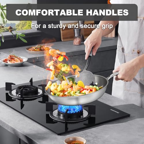 EWFEN 12 Inch Tri-Ply Stainless Steel Frying Pan, Compatible with All Cooktops Up to 600℉, Large Frying Pan Induction-Ready Skillet, Dishwasher and Oven Safe, Even Heat, 12" Skillet by EWFEN - Image 3
