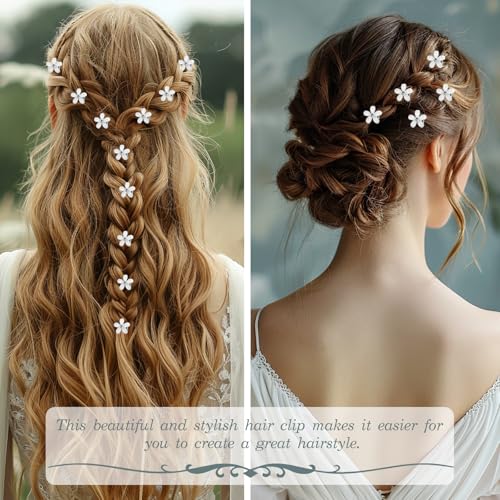 Mini pinzas para cabello con piedras y flores blancas, pack 20 miniatura 3