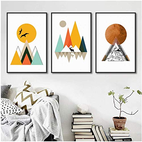 Toile montagne géométrique élan 50x70 cm pour habiller facilement vos murs vides