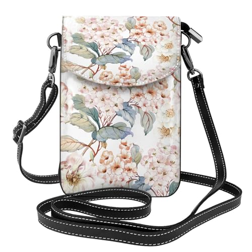 Portefeuille en cuir PU pour femme avec porte-téléphone motif botanique rose