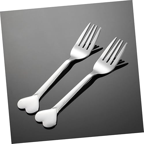 Miniatura 4 de Juego de 12 tenedores y cucharas de acero inoxidable en forma de corazón para postres, aperitivos de frutas y fiestas, cubiertos aptos para