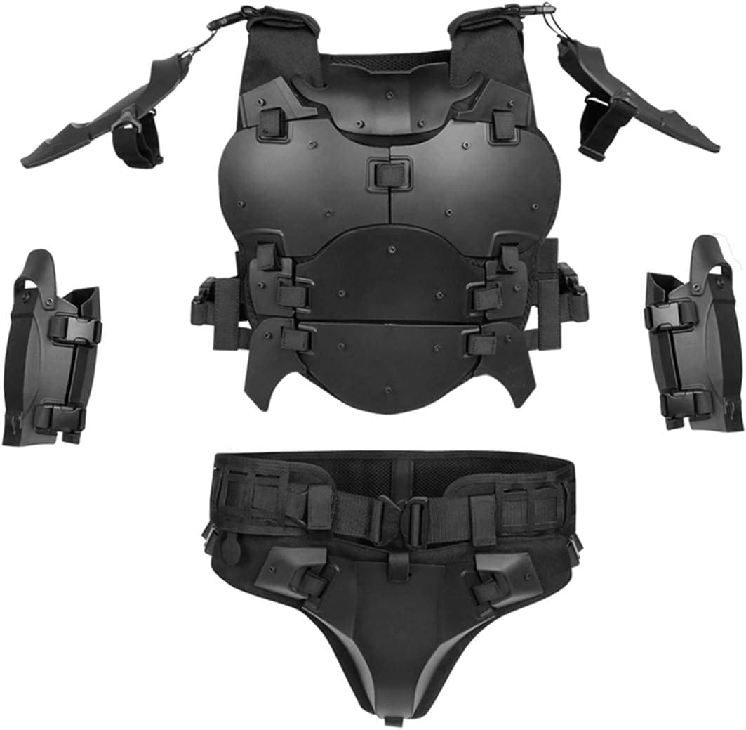 SHENGJIA Airsoft Tactical Armor Set, Tactical Vest Molle Gilet Paintball Vest Adjustable Elbow Shoulder Hip Protector, CS Outdoor Cosplay Costume