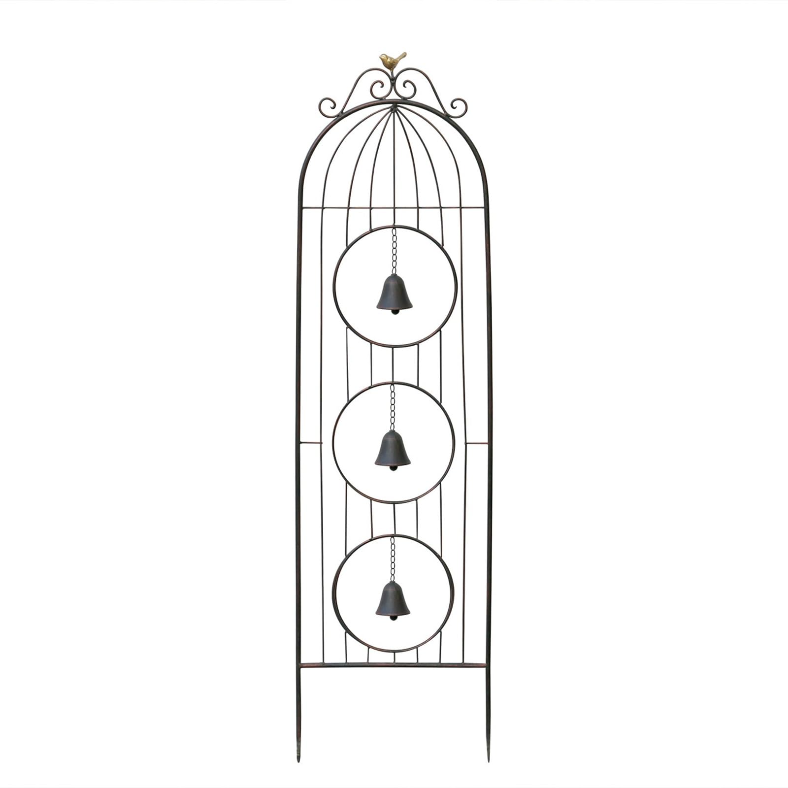 Soporte de hierro para plantas trepadoras en patios decorativos con rosales