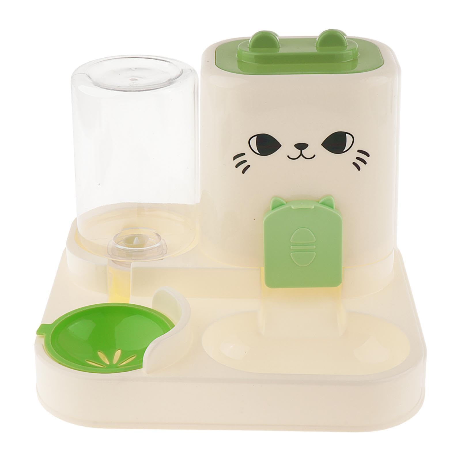 Distributeur automatique de nourriture chats et chiens vert avec sortie 45°