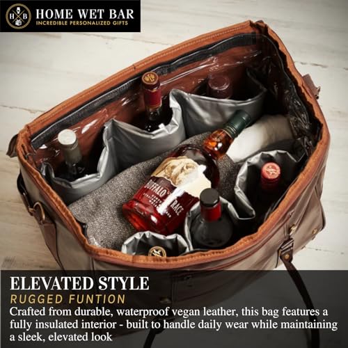 Graham Whiskey Bottle Carrier and Weekender Travel Bag | Customizable Waterproof and Insulated Interior | Vegan Leather | Perfect for Tastings, Parties & Getaways2