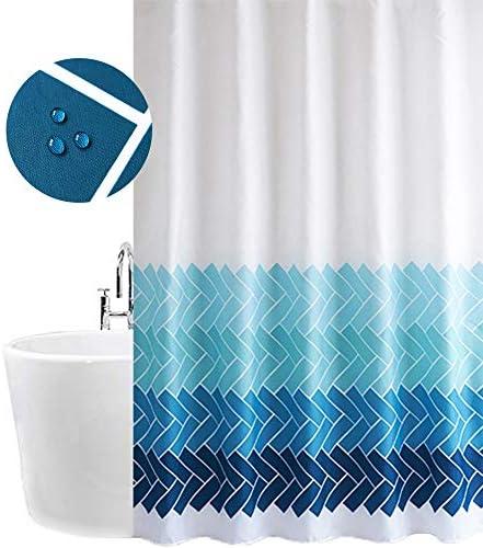 mefound Shower Curtain Chevron Blue&White Cross Stripe Waterproof Mould Proof & Mildew Resistant Bathroom Curtains with hooks,180x180cm(72x72Inch)