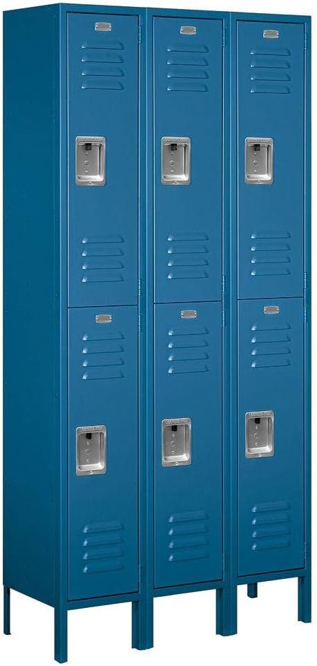 Unassembled Double Tier 3 Wide Standard Locker Color: Blue, Size: 78" H x 12" W x 12" D