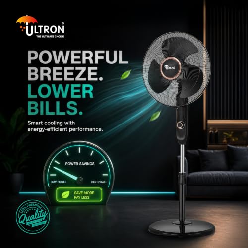 Image of ULTRON Eco Storm 2-in-1 BLDC Pedestal Fan | High Speed 2100 RPM | Converts into Table Fan | Micro Speed Control | Silent Operation | Energy Saving Motor | Adjustable Height | 2 Year Warranty