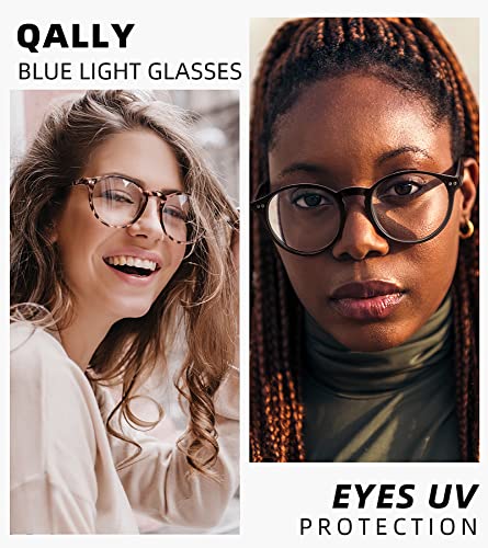 Image of Womens Round Blue Light Blocking Glasses Anti Eye Strain Glasses Clear Lens Computer Eyeglasses with Filter UV Light