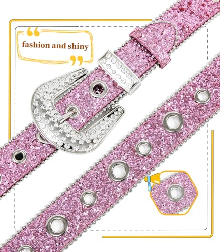 Kajeer Rhinestone Belt for Boys Girls, Cowgirl Boys belt with Bling Sequin Diamond3