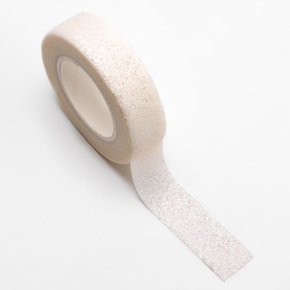 Italian Options White Sparkle Glitter Adhesive Washi Tape (15mm x 5 Metre)