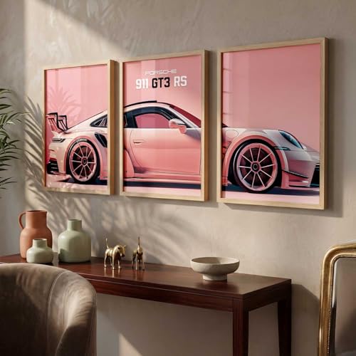 Image of walllane Big Porsche Car Framed Posters Gift Items for Boys Room Wall Decoration Bedroom Living Room Office Studio Decor | Car Poster Frame for Wall Decor Set Of 3 Size (19x25 inch), Framed