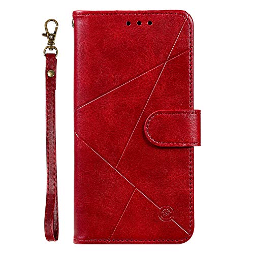Preisvergleich Produktbild Docrax Galaxy S10 Handyhülle, Hülle Leder Case mit Standfunktion Magnetverschluss Flipcase Klapphülle kompatibel mit Samsung Galaxy S10 / G973F - DOHHA150232 Rot