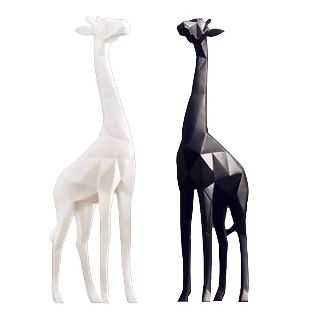 2 Pièces Statue de Girafe en Résine Décorative Nordique Figurine Sculpture pour Décor à Maison