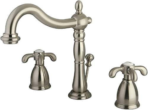 Kingston Brass KB1978TX French Country - Grifo de lavabo generalizado, níquel cepillado, alcance de boquilla de 6-12 pulgadas