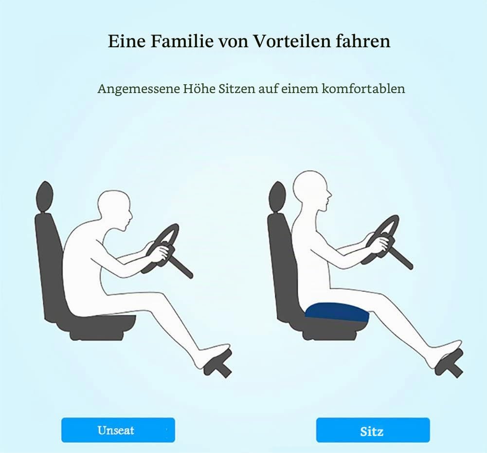 Sitzerhöhung für Auto, Erwachsene, Erhöhung des Autositzes, für Entlastung und Komfort mit atmungsaktivem Netz, erhöht das Sichtfeld um 12 cm (schwarz)