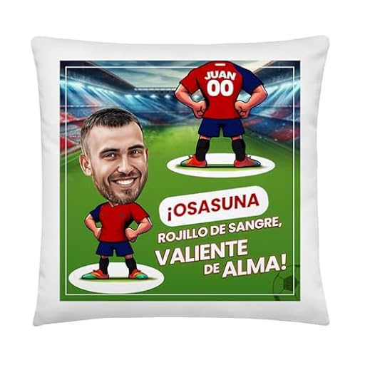 Kembilove Cojín Personalizado HALA Madrid con Caricatura | Almohada con Foto Nombre y Dorsal | Regalo Original para Aficionados del Real Madrid | Detalle Futbolero Decorativo (Osasuna) | Ya disponible en tu tienda friki favorita! En mundofriki.es!