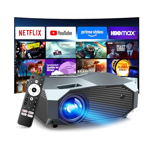 [Compatible with Netflix/High Brightness] Smart Projector with WiFi 6 and Bluetooth 5.3, 4K Outdoor...