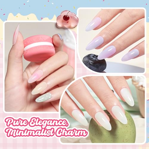 Image of Beetles Fruity Milk Jelly Gel Nail Polish Set - 6 Colors Spring Pastel Gel Polish Kit Pink Purple Blue Peach Nude Green Yellow Sheer Translucent Effect Soak Off UV Nail Art Manicure Gift for Women