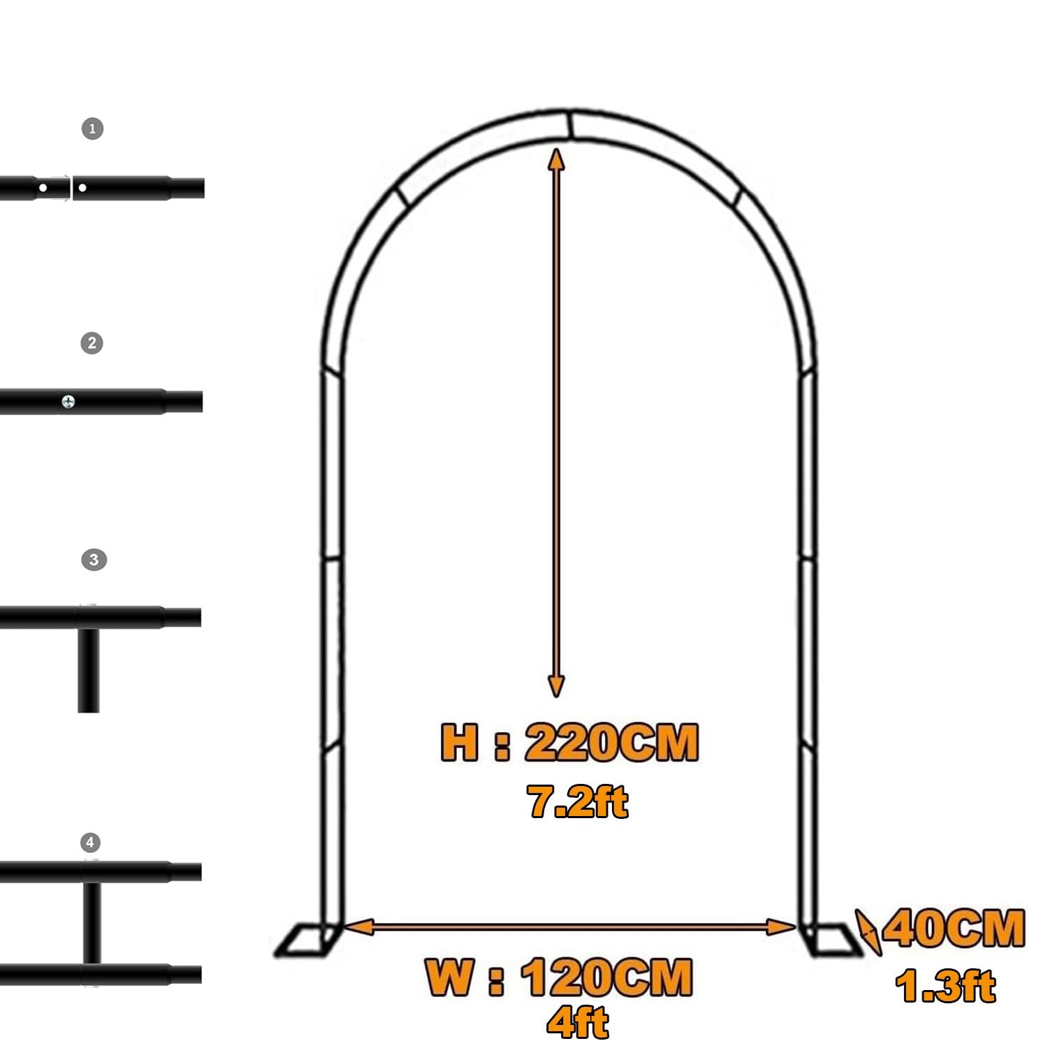 Solidna metalowa kratka ogrodowa do roślin pnących i róż, bez rdzy, 120-350 cm, opcje wysokości, wsparcie na zewnątrz, dla winorośli i kwiatów (szer. 120 x wys. 220 cm)