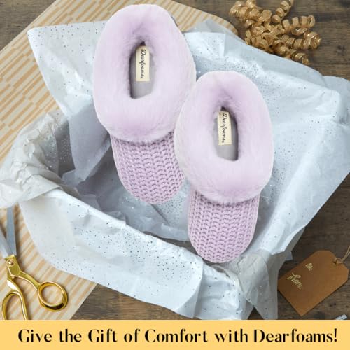 Image of Dearfoams Women's Memory Foam Cozy Soft House Slippers Gifts for Women Hannah Knit Clog House Shoes
