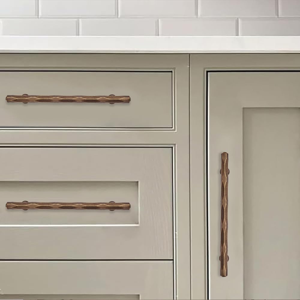 KHTUMEWARE-80452 Antique Brass Cabinet Pulls CTC 4 in (102 mm) 5-Pack in Antique Brass — KHTUMEWARE