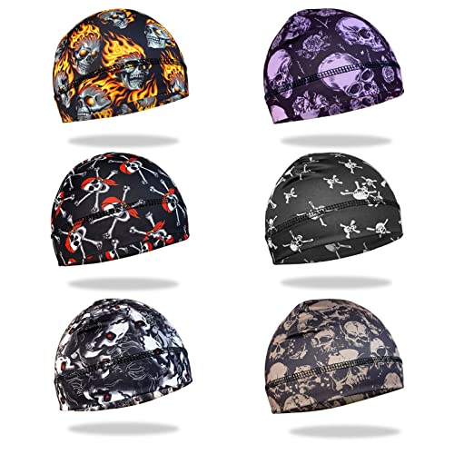 Image of 6 Pcs Skull Cap Sweat Wicking Helmet Liner Breathable Cycling Beanie Running Sports Hat Cooling Head Wraps for Men