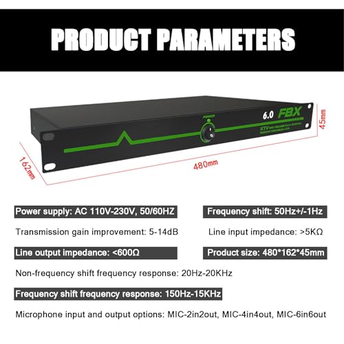 Supresor de retroalimentación, procesador de audio antiultrasonido para micrófono, para escenario, conferencias, karaoke y desplazamiento de frecuencia, verde, 4 entradas y 4 salidas miniatura 7