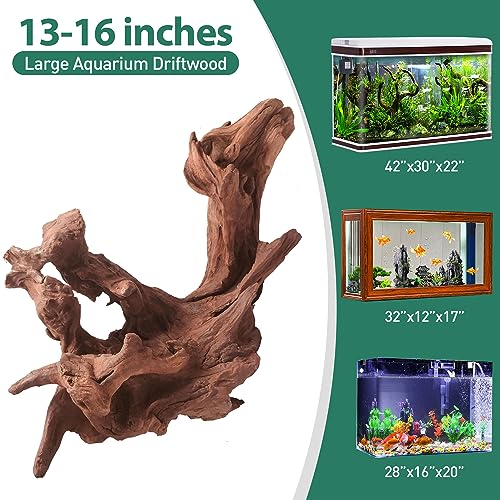 Image of WDEFUN Natural Driftwood for Aquarium Decor, 1-Piece 13''-17'' Large Driftwood for Decorations on Fish Tank, Reptiles Bearded Dragon Accessories or Air Plants