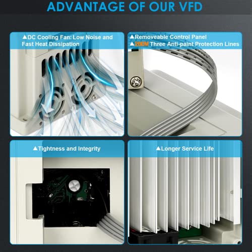 AC 220V/2.2kw 3HP Variable Frequency Drive,12A VFD Inverter Single Phase to 3 Phase Frequency Converter for Spindle Motor Speed Control(Single-Phase Input, 3 Phase Output)