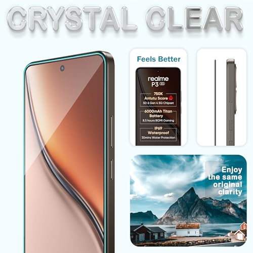 Image of ArmourPro Military Grade Gorilla Tempered Glass Compatible For Realme P3 (6.67 Inch) With Easy Installation Kit for Smartphone| Edge To Edge Coverage | Black, Pack of 2
