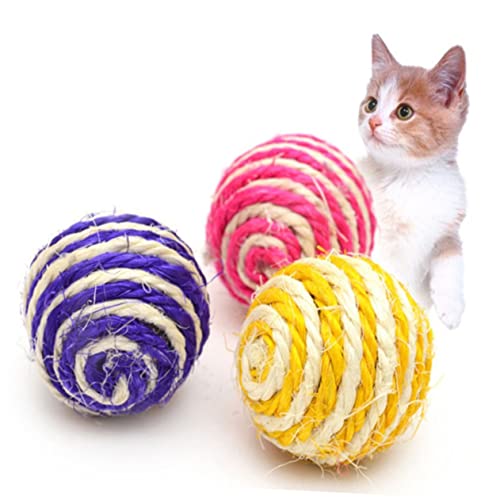 DOITOOL 7 Unidades bola de sisal brinquedo interativo para gatos brinquedo de provocação de gato bri