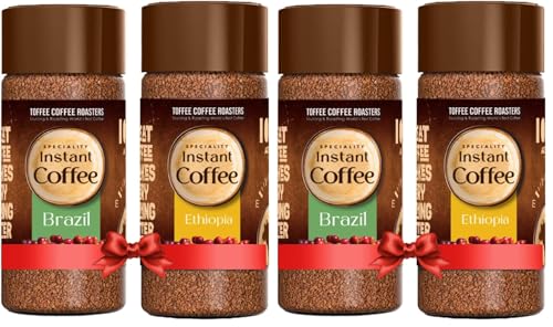 Image of Toffee Coffee Roasters Instant Coffee 50 gm Each - Pack of 4, Ethiopia & Brazil Instant Coffee | As Seen On Shark Tank | Arabica Coffee Powder | Ready in Seconds | Microground Technology
