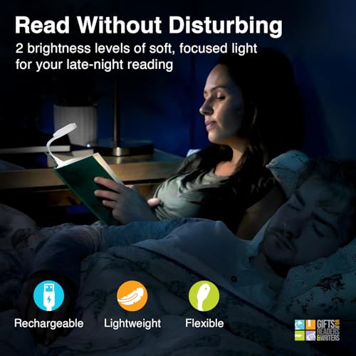Flexilight wiederaufladbare Leselampe | 2 in 1 Lesezeichen Buch Licht | LED Clip On Leselampe | Kinder und Erwachsene Buchlampe | Buchzubehör | Geschenk für Leser, Buchliebhaber