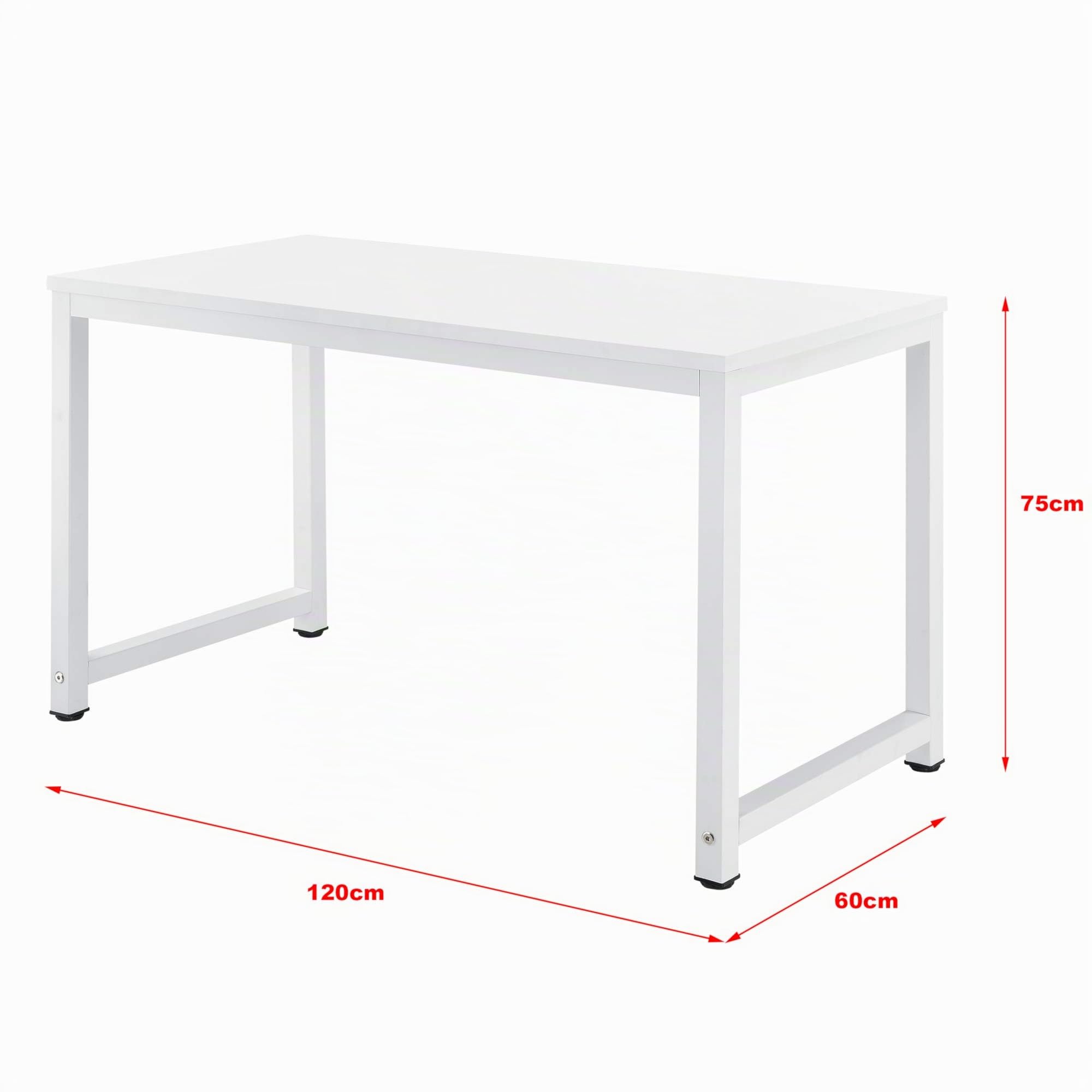 [en.casa] Scrivania con Telaio in Acciaio Postazione di Lavoro Tavolo PC Computer per Ufficio Studio Scrittoio con Piedini Regolabili Piano Rettangolare 120x60 cm - Bianco