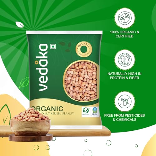 Image of Amazon Brand - Vedaka Organic Groundnut Kernel (Peanut) | 1 Kg | Naturally Rich Source Of Protein & Fiber | Certified Free From Pesticides