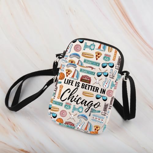 WCGXKO Chicago Gifts Life Is Better In Chicago Souvenirs Crossbody Bag For Women Chicago Travel Trip Gift3